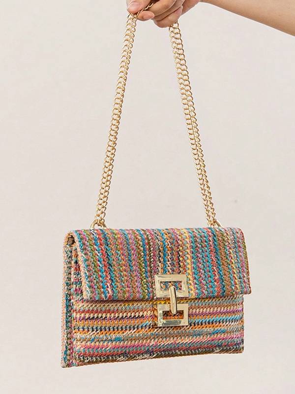Straw Minimalist Clutch Chain Bag