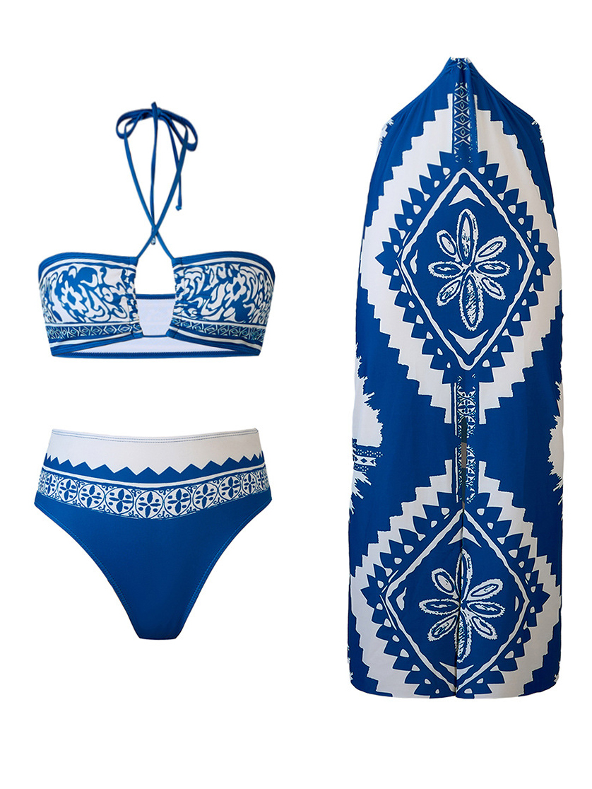 Printed Bikini Three-piece Set