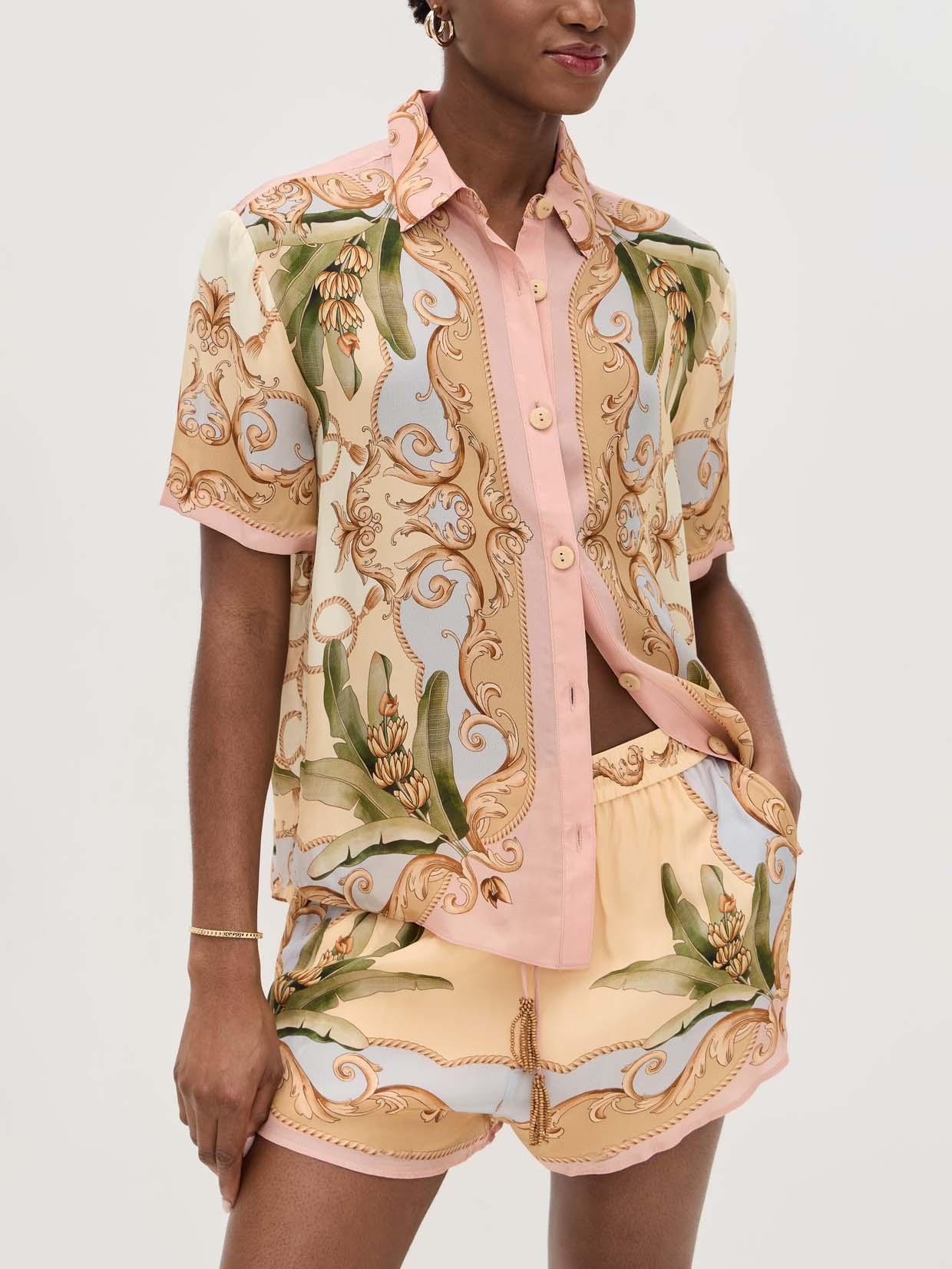 Retro Botanical Kaleidoscope Print Two-Piece Set