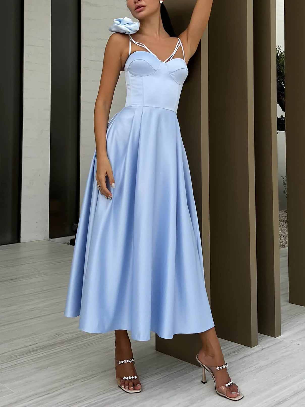 Elegant Slip Floral Midi Dress