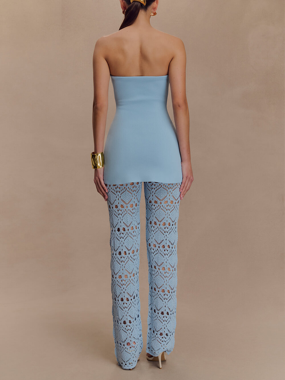 Elegant Bandage Knit Strapless Top