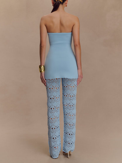 Elegant Bandage Knit Strapless Top