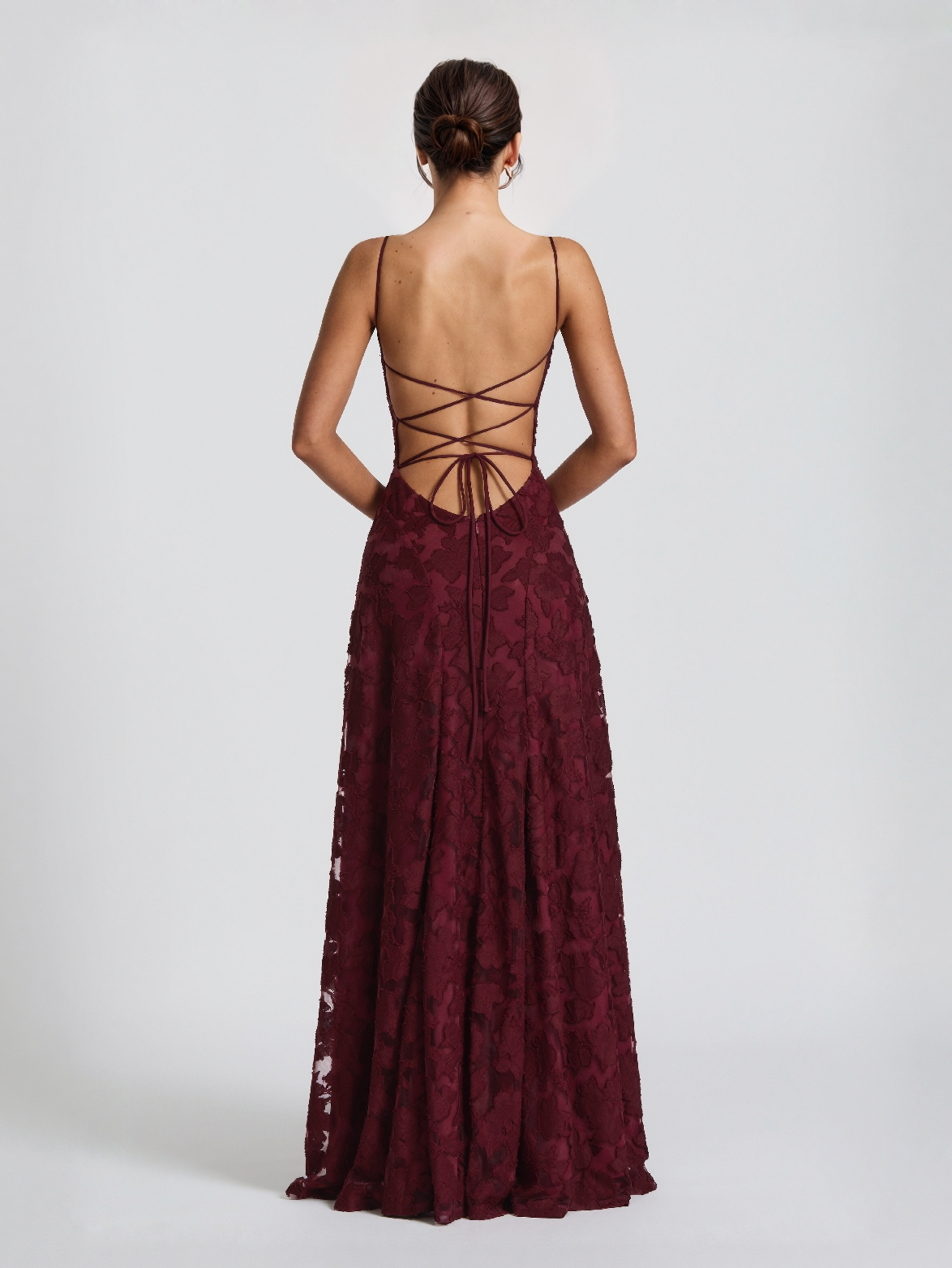 Elegant Floral Lace Spaghetti Strap Maxi Dress