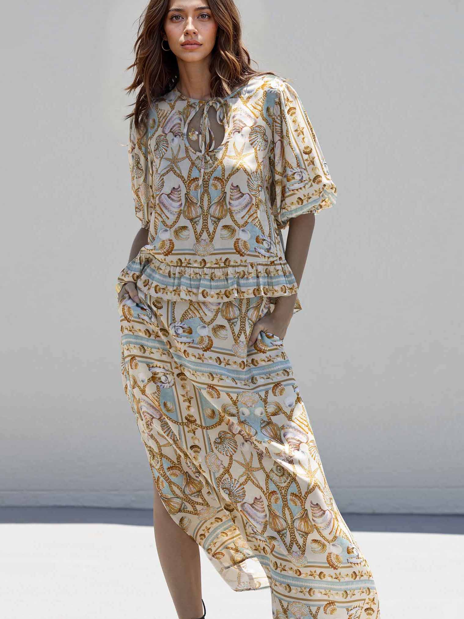 Exquisite Ocean Treasure Print Loose Tank Top