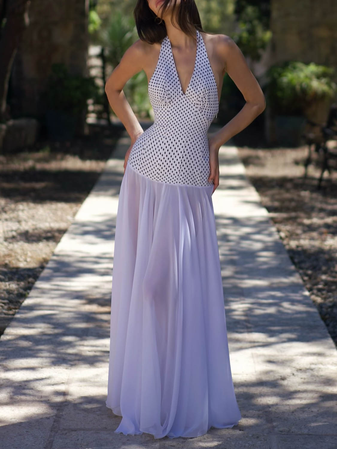 Personalized Polka Dot Print V-neck Maxi Dress