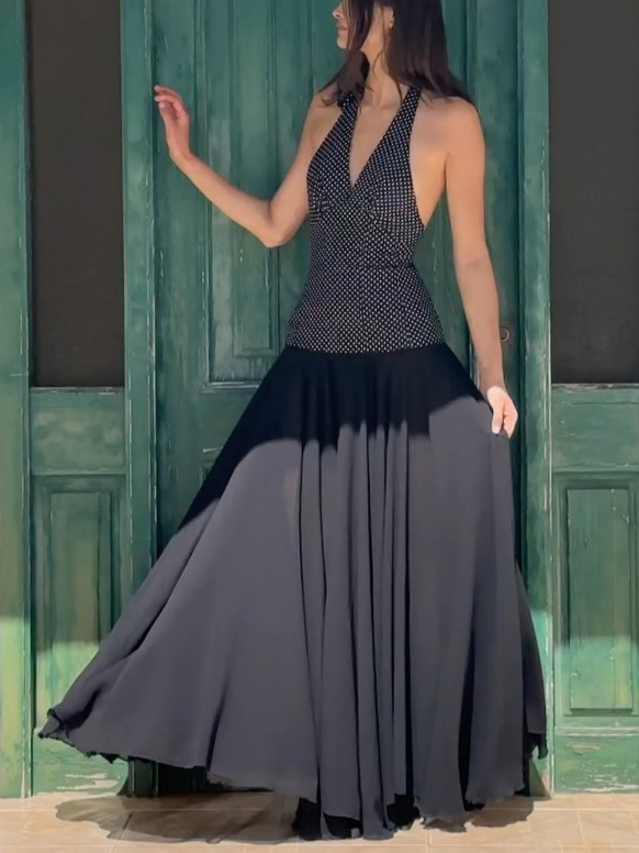 Personalized Polka Dot Print V-neck Maxi Dress