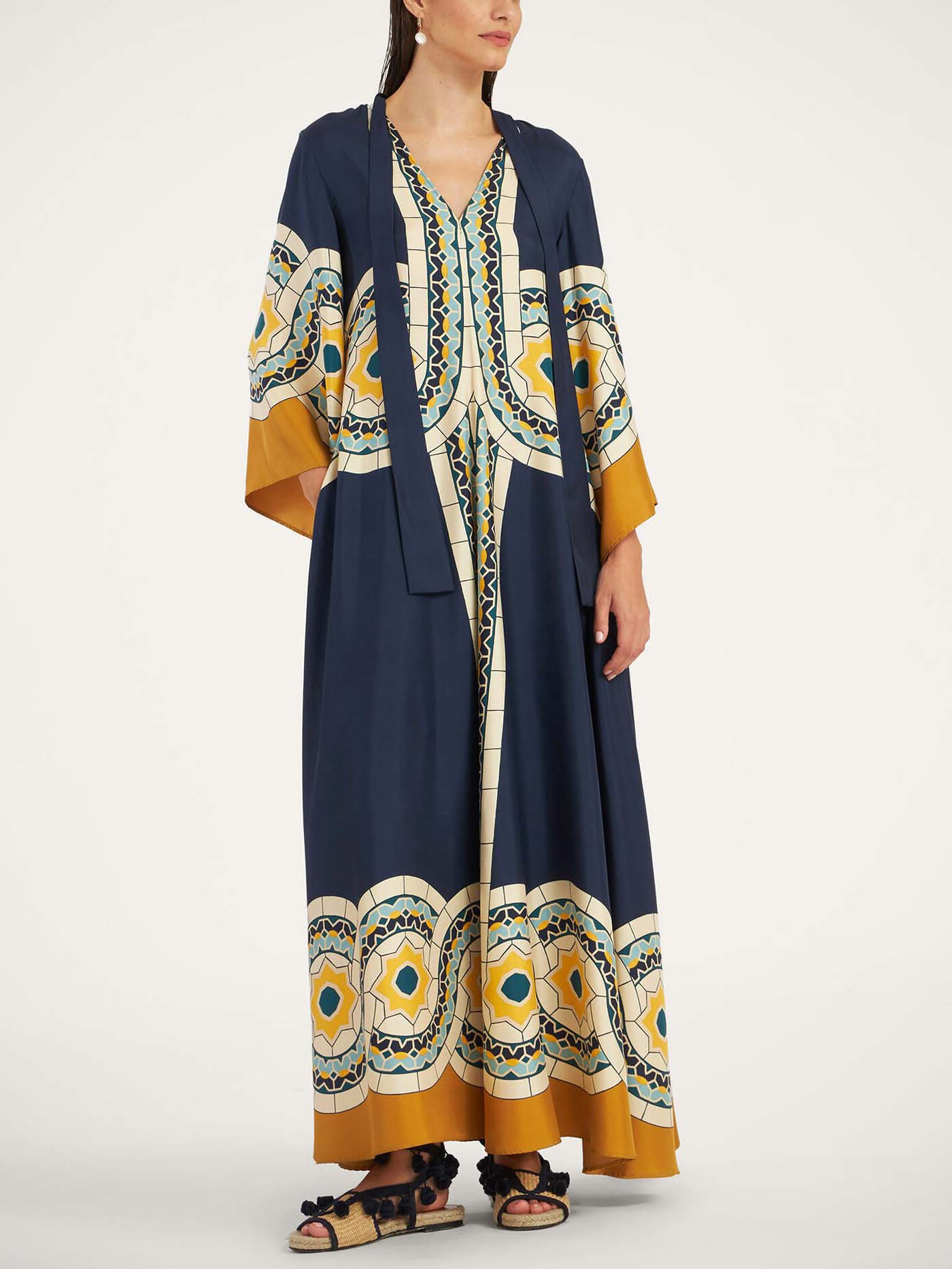Elegant Vintage Art Print Maxi Dress