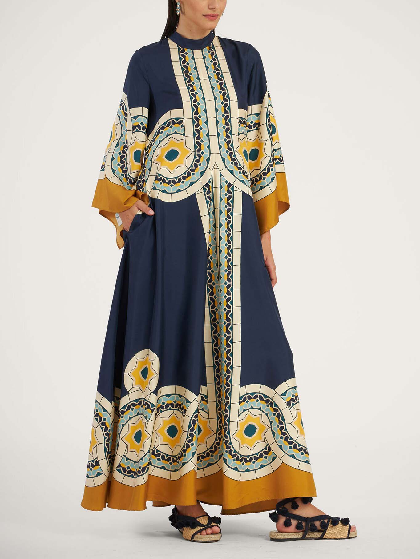 Elegant Vintage Art Print Maxi Dress