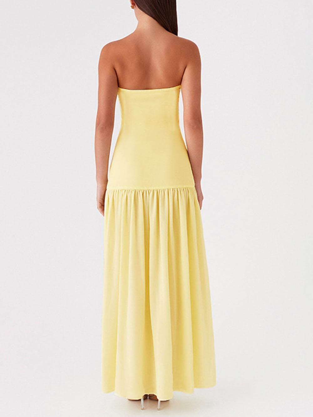Exquisite Backless Pleats Strapless Maxi Dress
