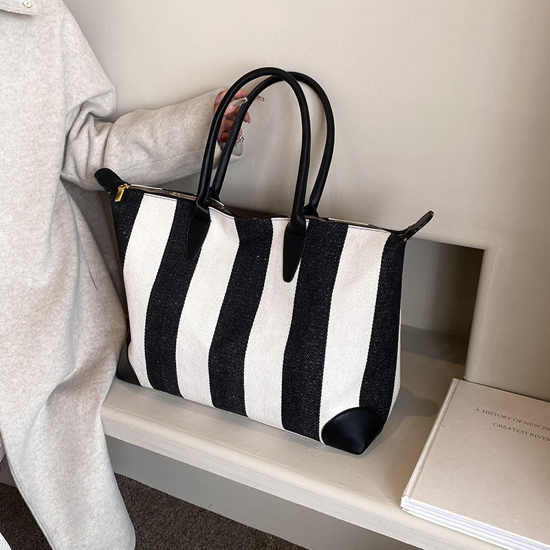 Fashion Striped Commuter Tote Bag