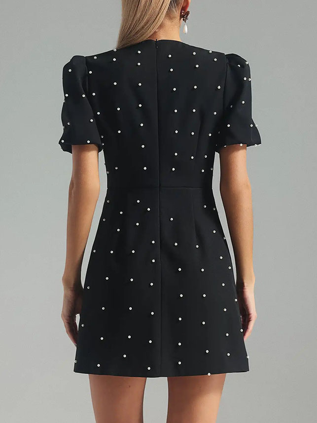 Elegant And Exquisite Bow Puff Sleeve Mini Dress