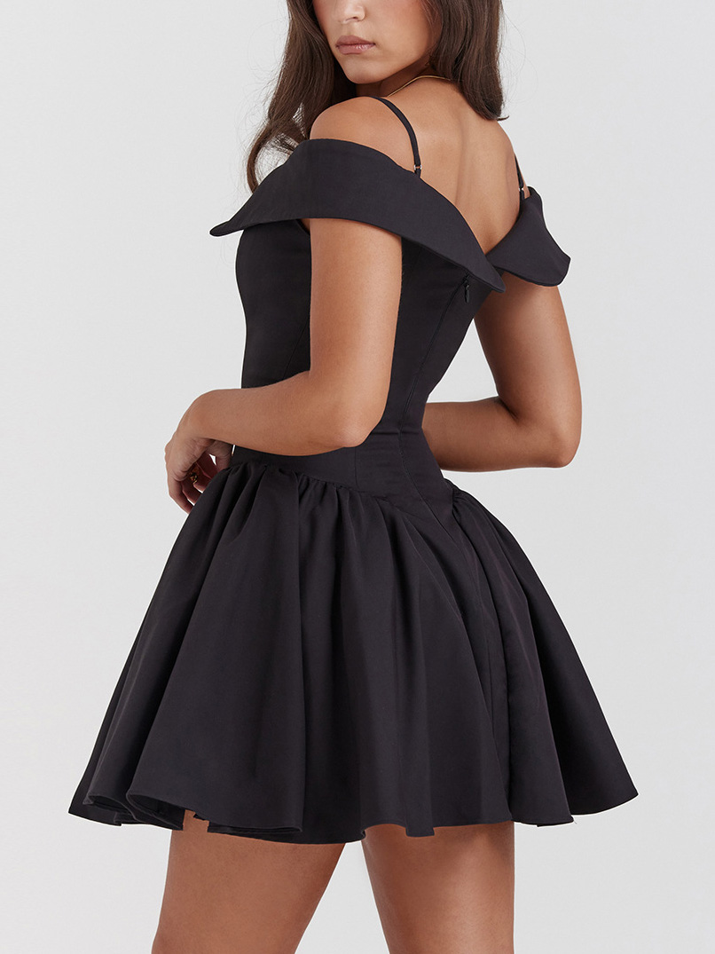 Elegant One Shoulder Sexy Puffy Gown Mini Dress