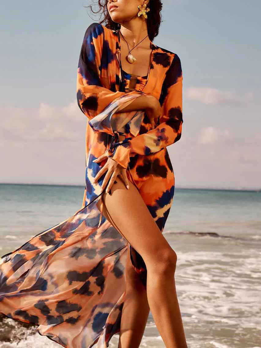 Summer Smudge Print Sexy One-piece Swimsuit