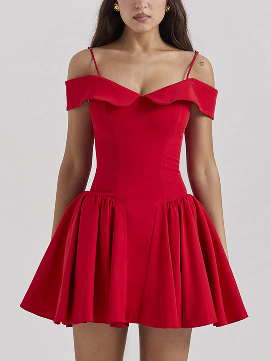 Elegant One Shoulder Sexy Puffy Gown Mini Dress