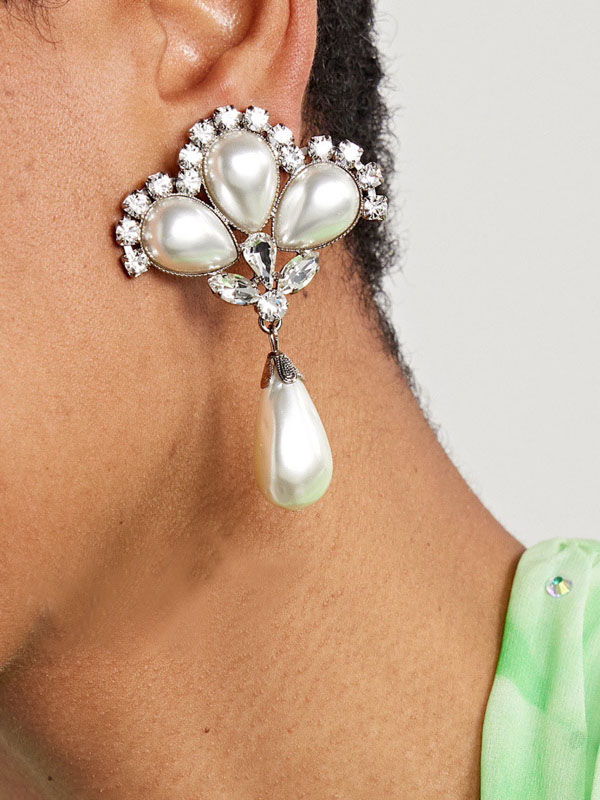 Personalized Flower Fan Shape Pearl Earrings