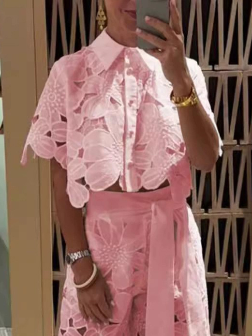 Exquisite Floral Embroidery Sexy Hollow Cardigan Top