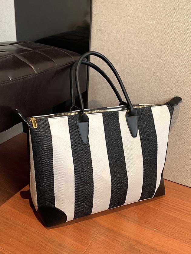 Fashion Striped Commuter Tote Bag