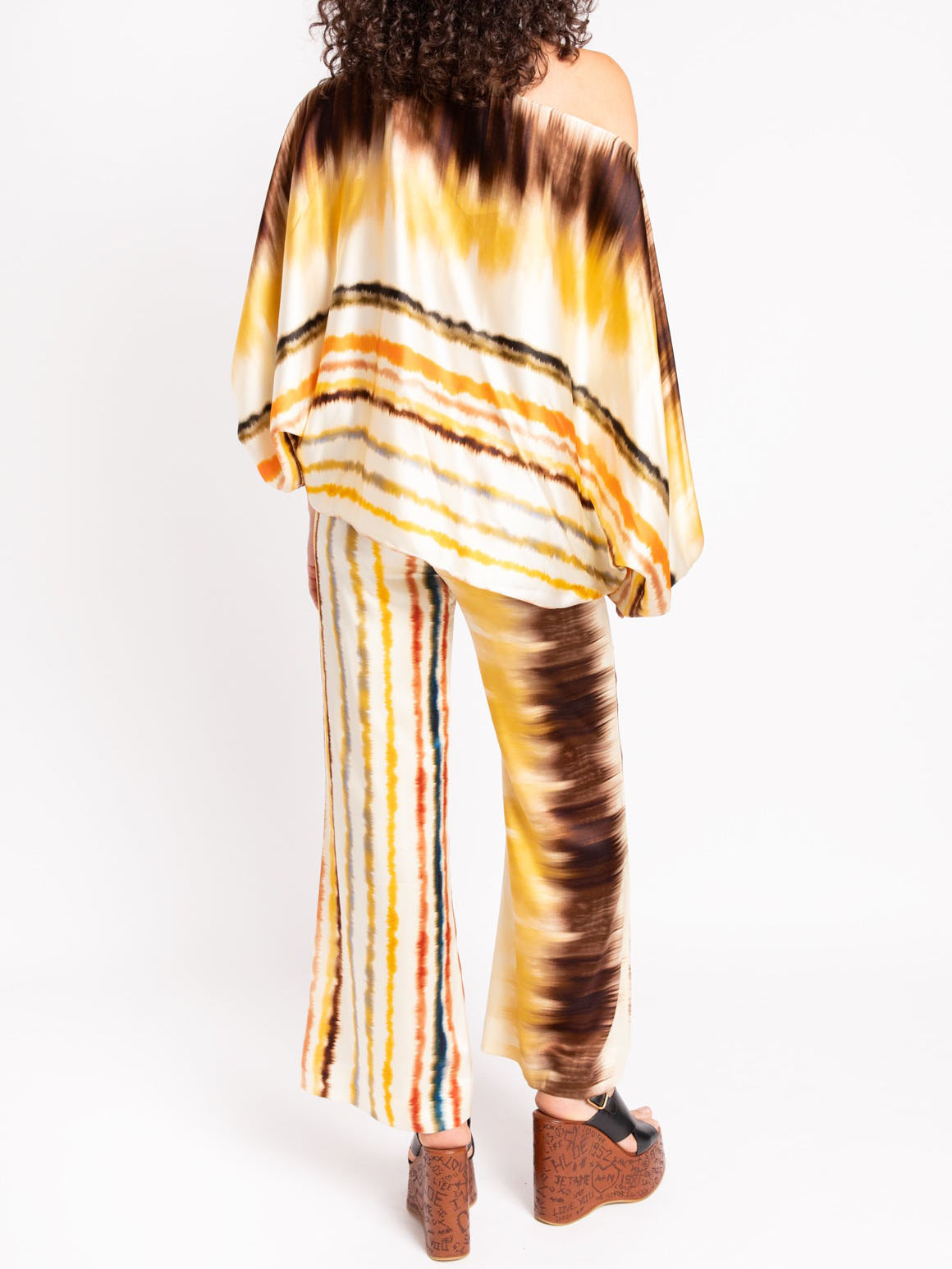 Exquisite Satin Gradient Irregular Stripe Pants