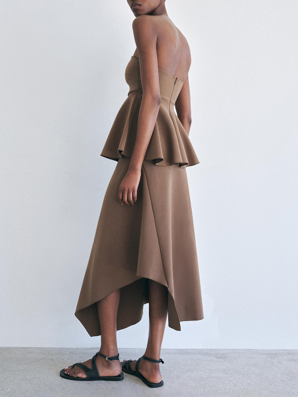 Classic Asymmetric Crepe Midi Skirt