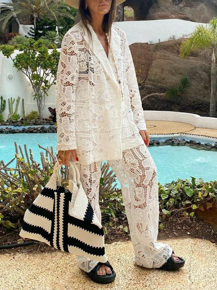 Elegant And Unique Lace Loose Wide-leg Pants