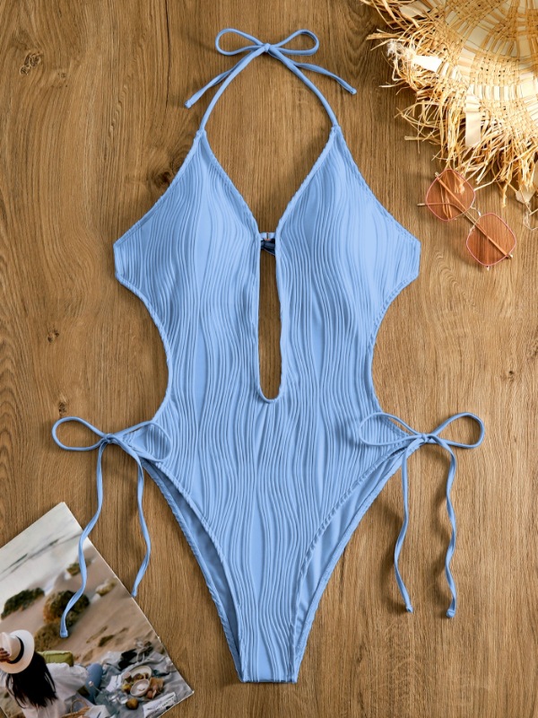 Sexy Beach Backless Hollow Halter Neck One-Piece Swimsuit