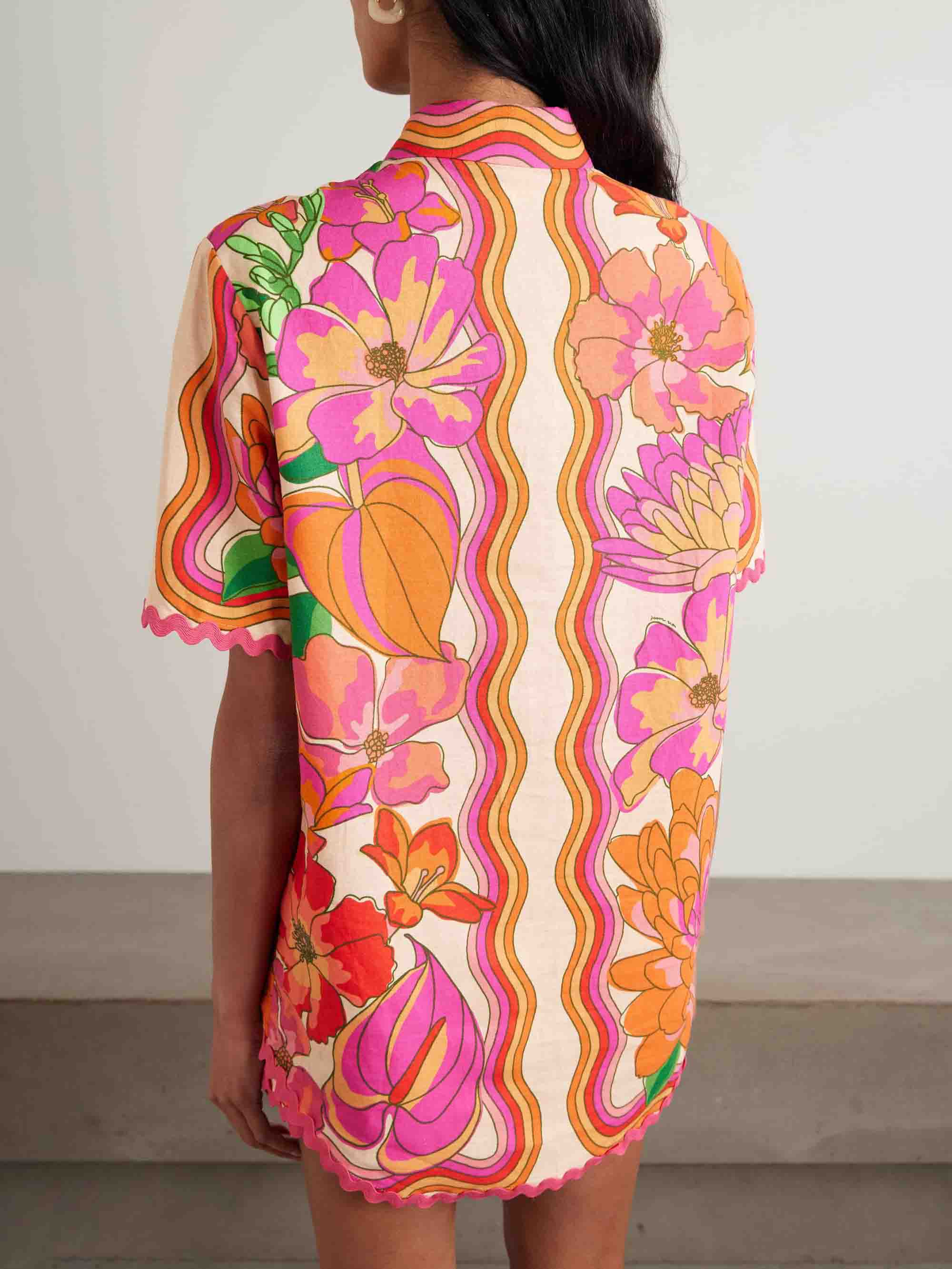 Exquisite Abstract Hibiscus Tropical Floral Print Two-piece Set