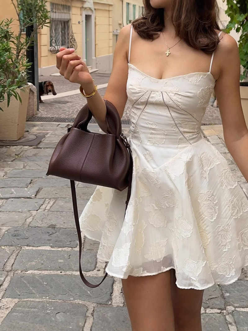 Elegant V Neck Floral Lace Light Gown Mini Dress