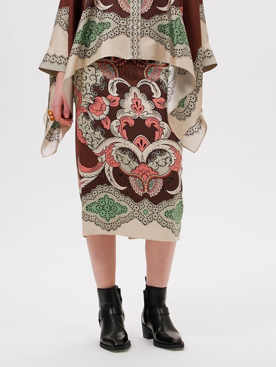 Vintage Art Floral Print Skirt