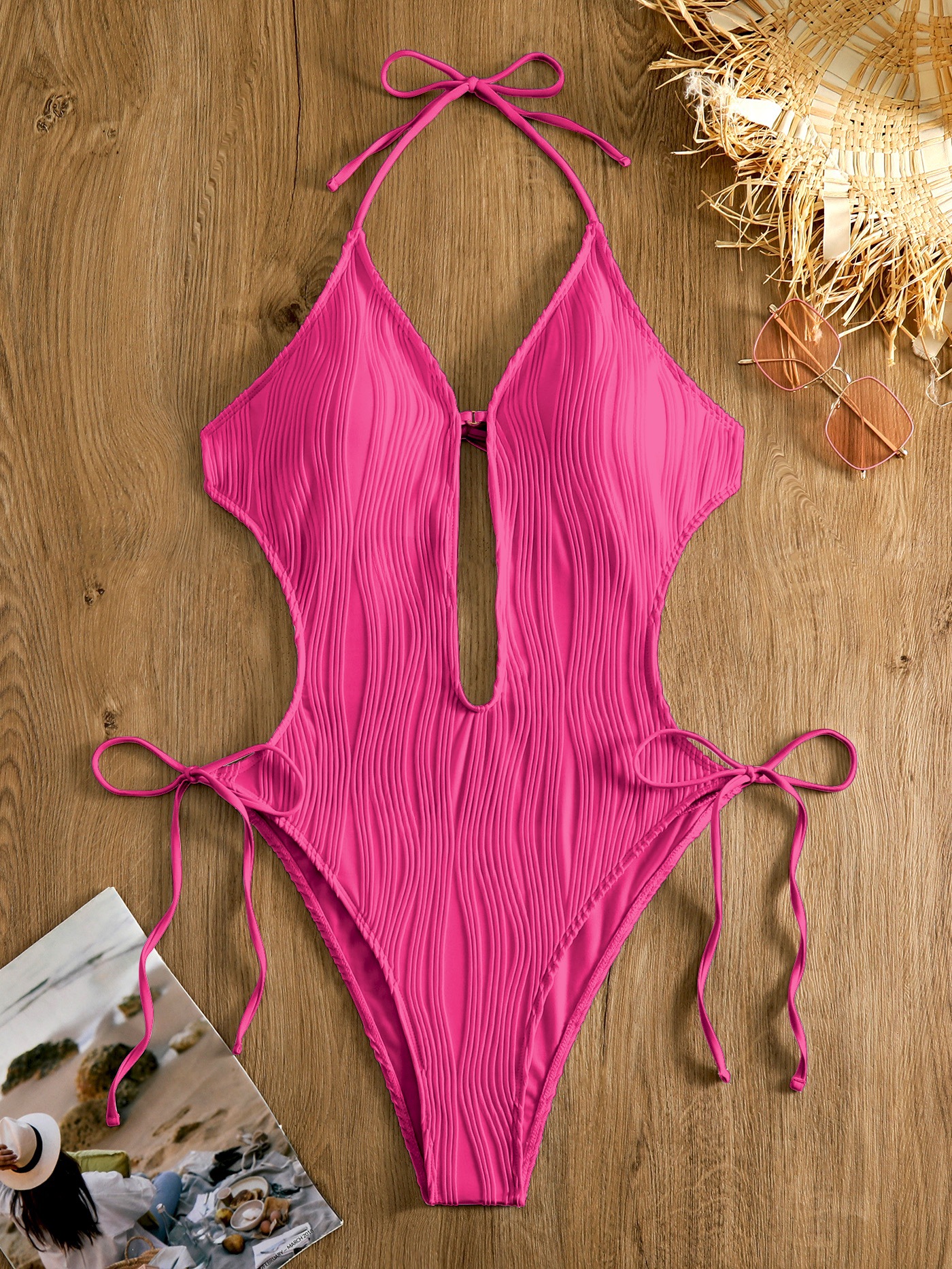 Sexy Beach Backless Hollow Halter Neck One-Piece Swimsuit