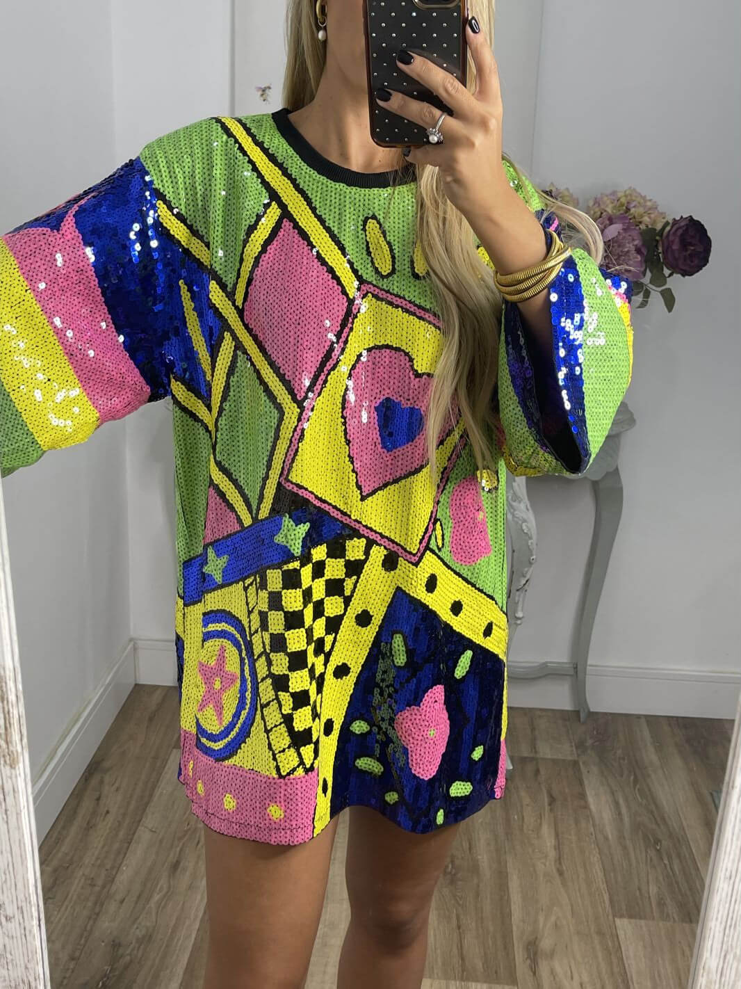 Unique Sequin Creative Pattern Loose T-shirt