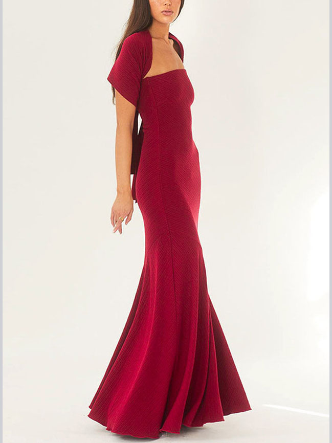 Fashion Strapless One Shoulder Fishtail Maxi Dress