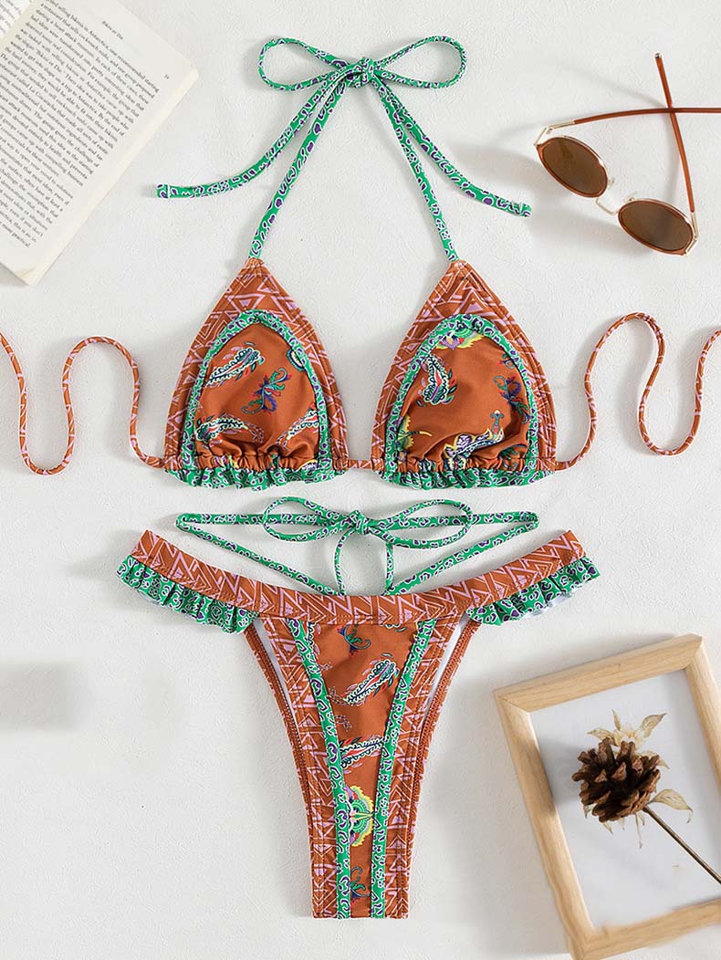 Folklore Print Tie Bikini Set
