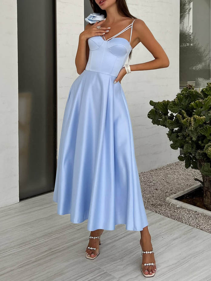 Elegant Slip Floral Midi Dress