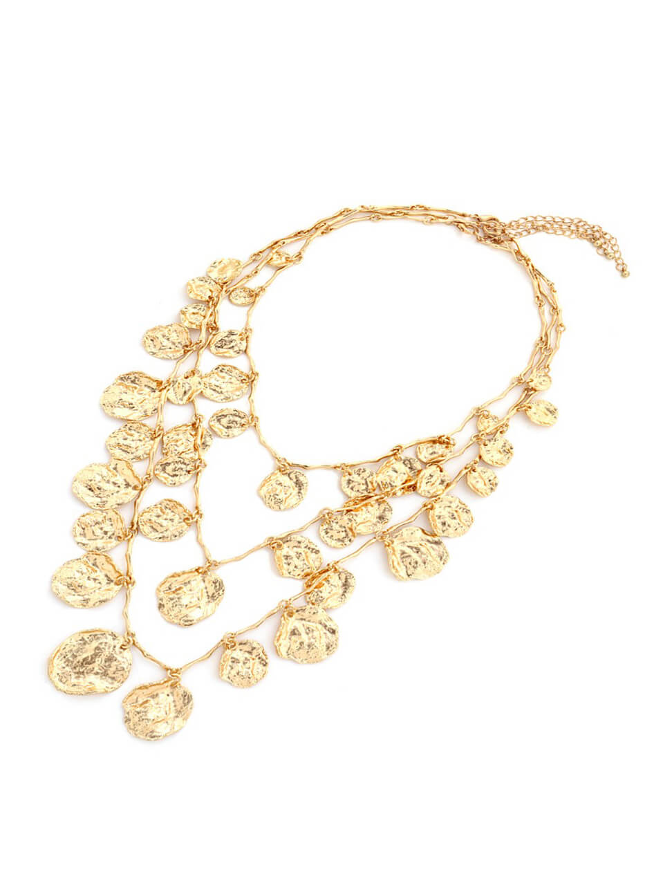 Multi-layered Gold Irregular Metal Stacked Necklace