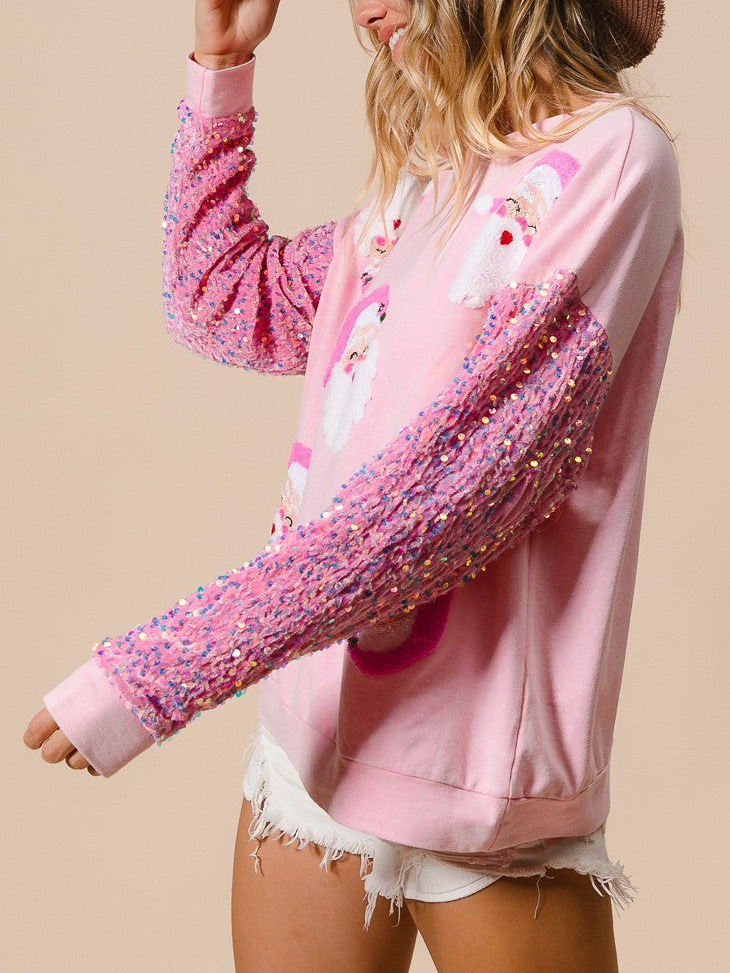 Christmas Sweet Sequined Long-sleeved Sweatshirt