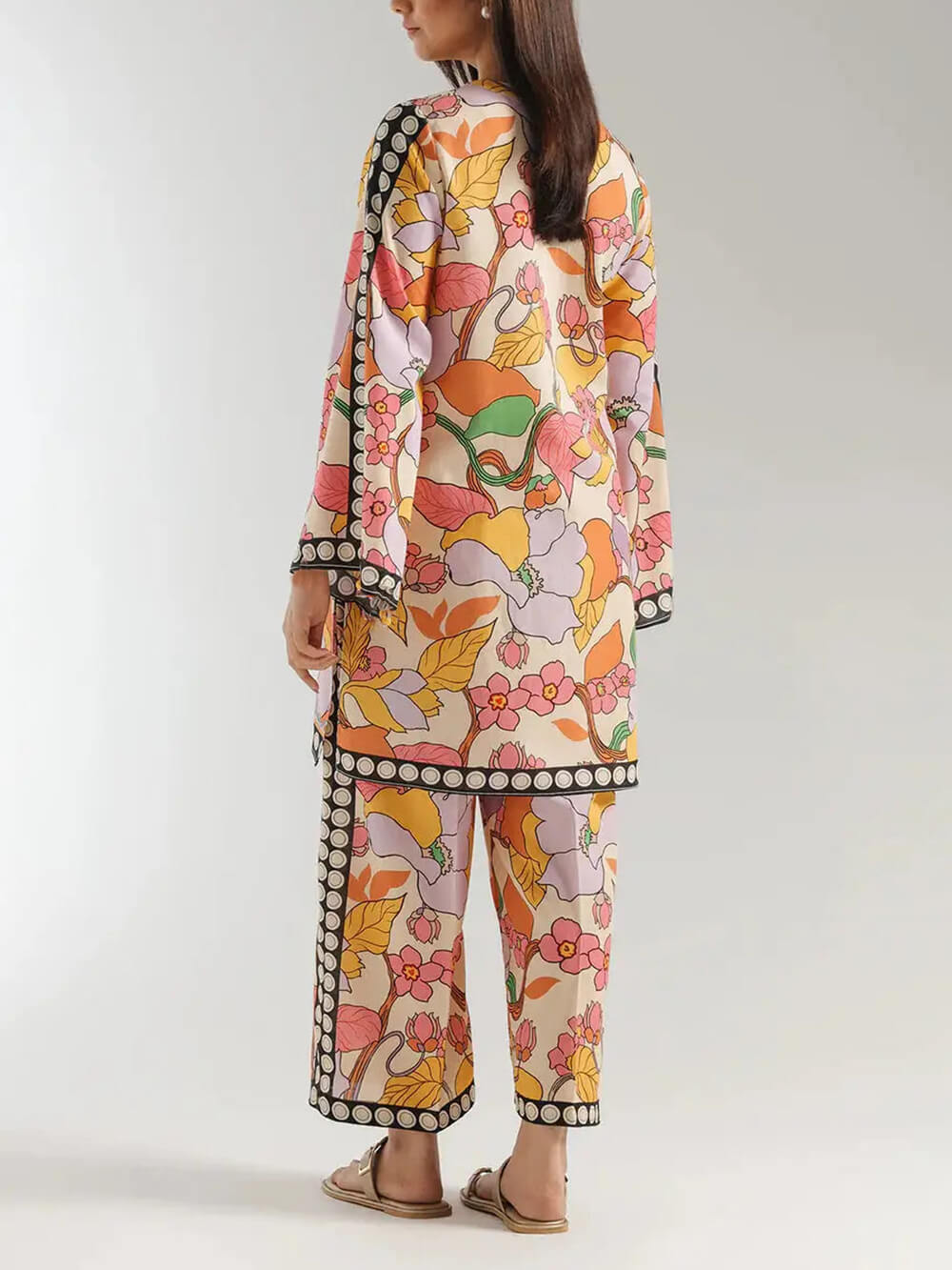 Bohemian Ethnic Print Colorblock Wide-Leg Pants