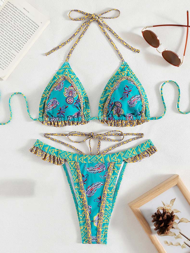 Folklore Print Tie Bikini Set