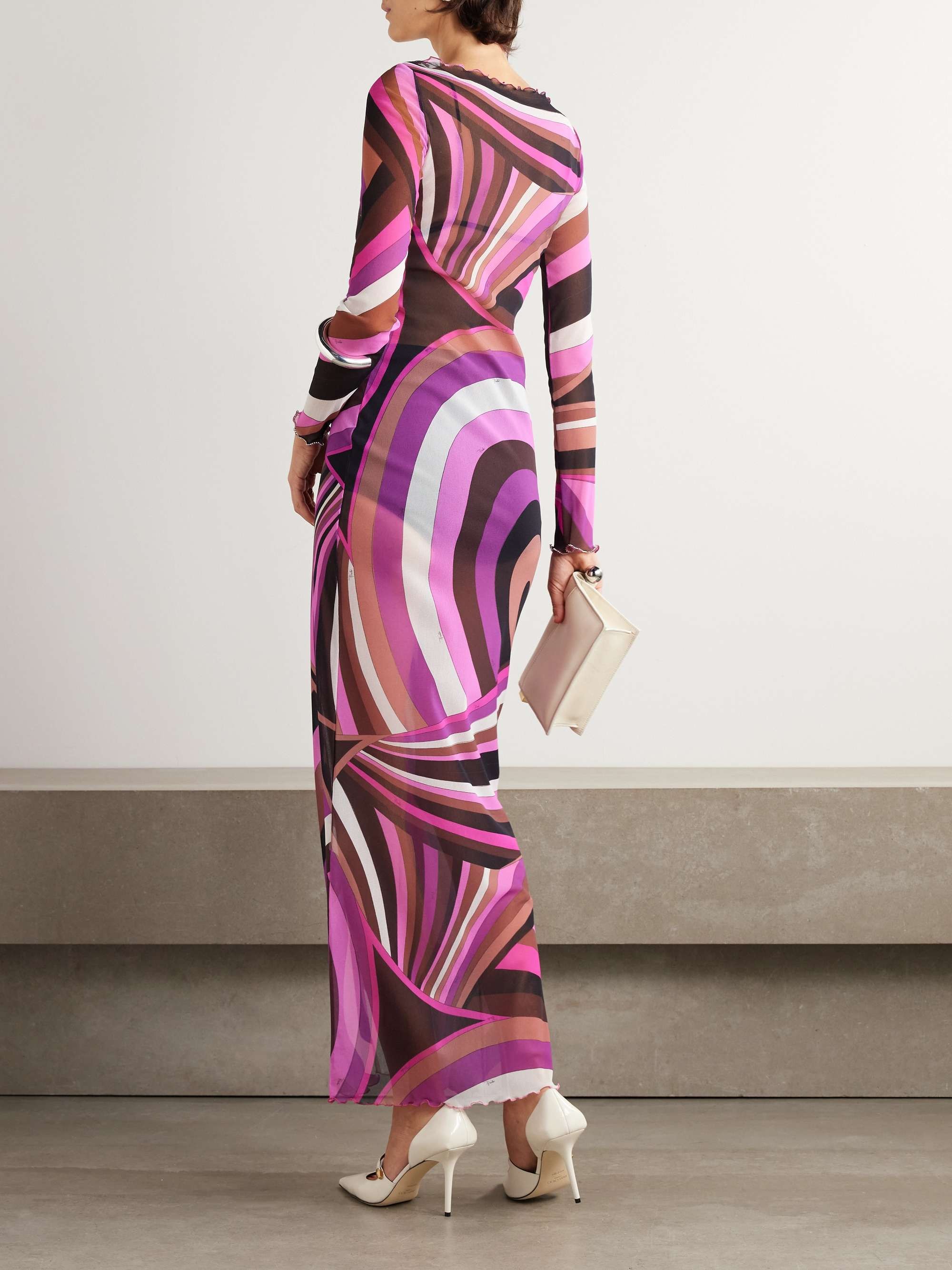 Retro Personality Abstract Print Hip-Wrapped Maxi Dress