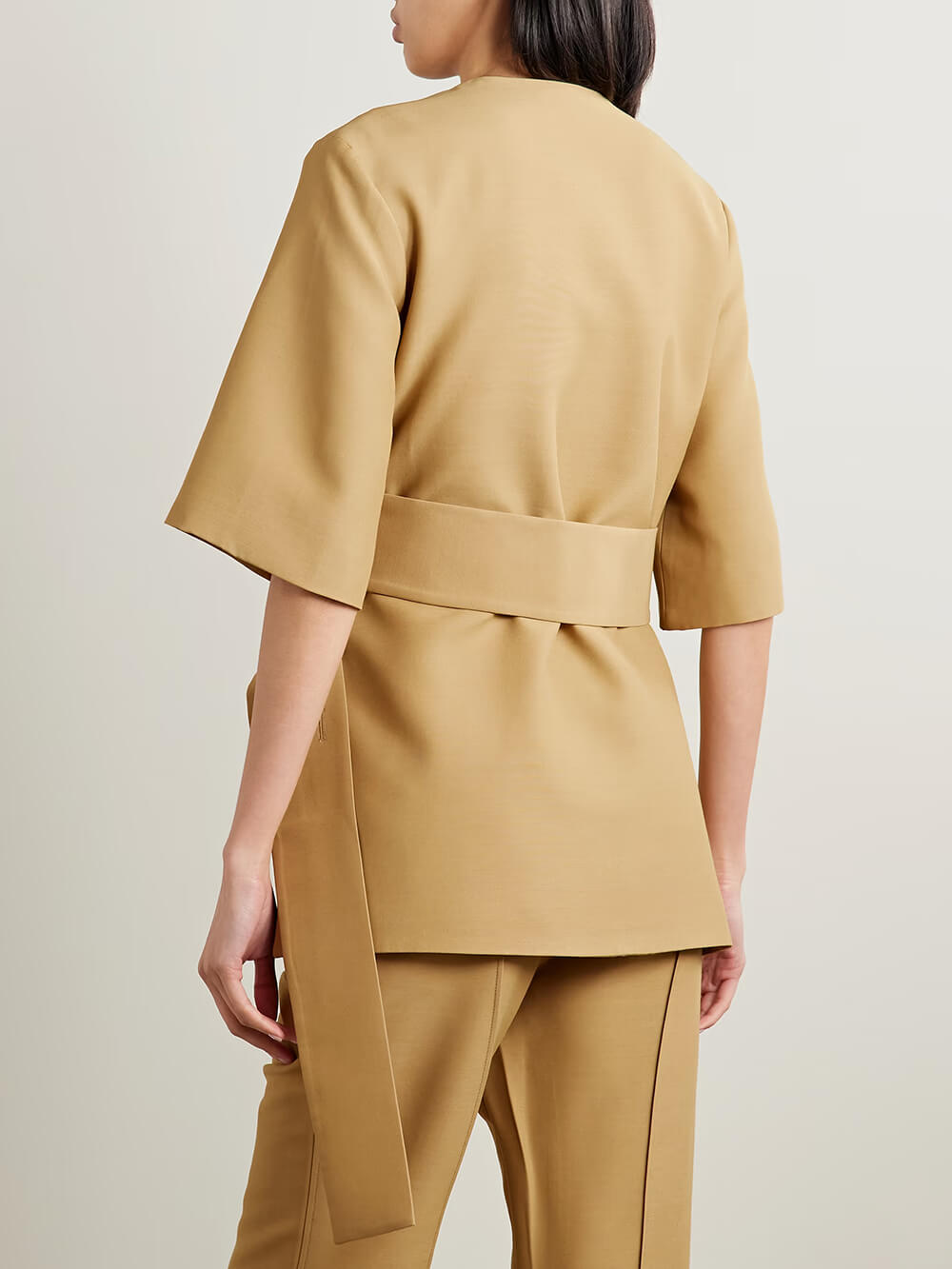 Exquisite Pleated Trim Straight Cropped Pants