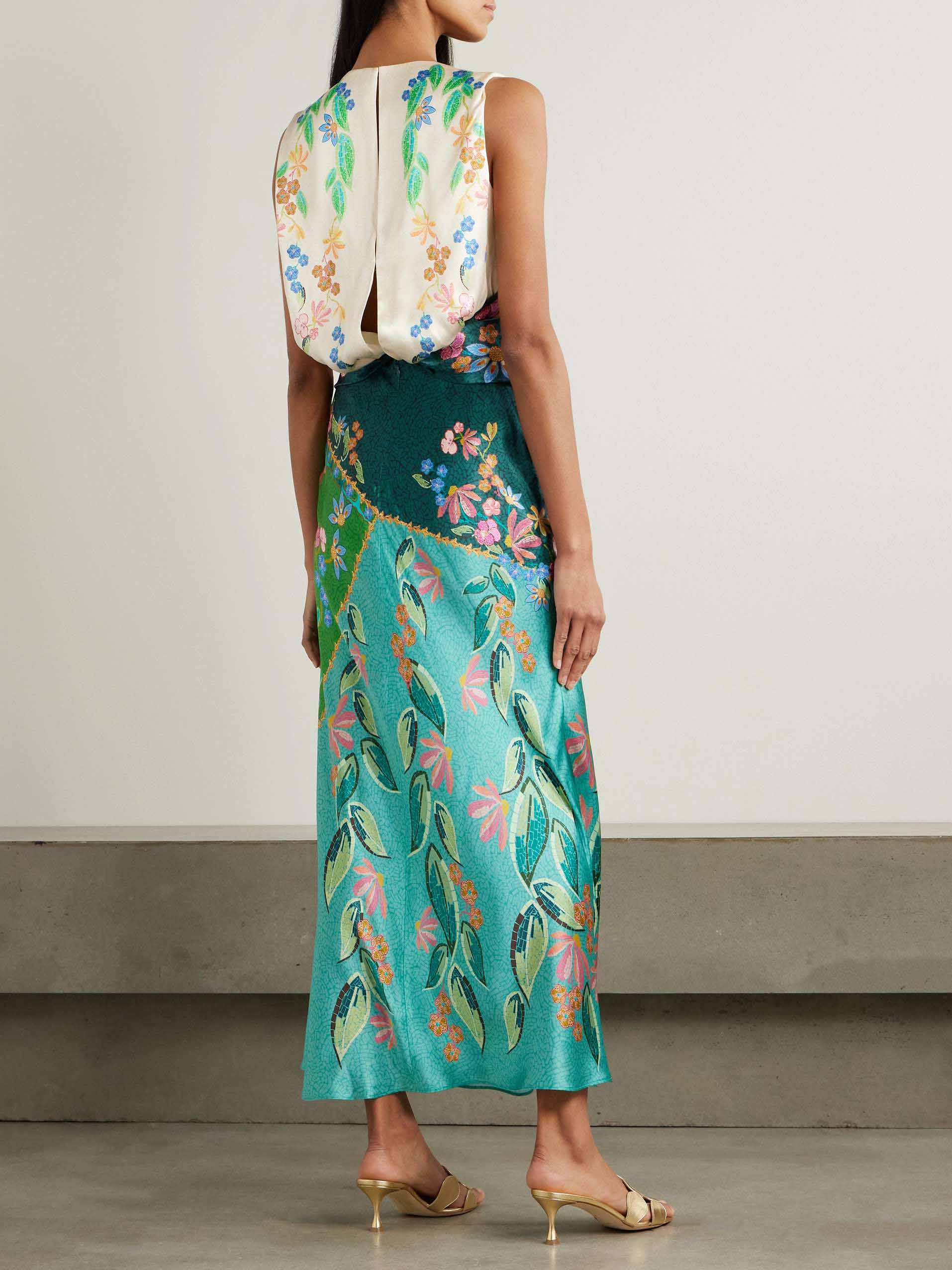 Exquisite Twisted Draped Floral Print Maxi Dress