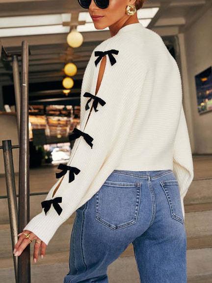 Sweet Bow Embellished Cardigan Sweater