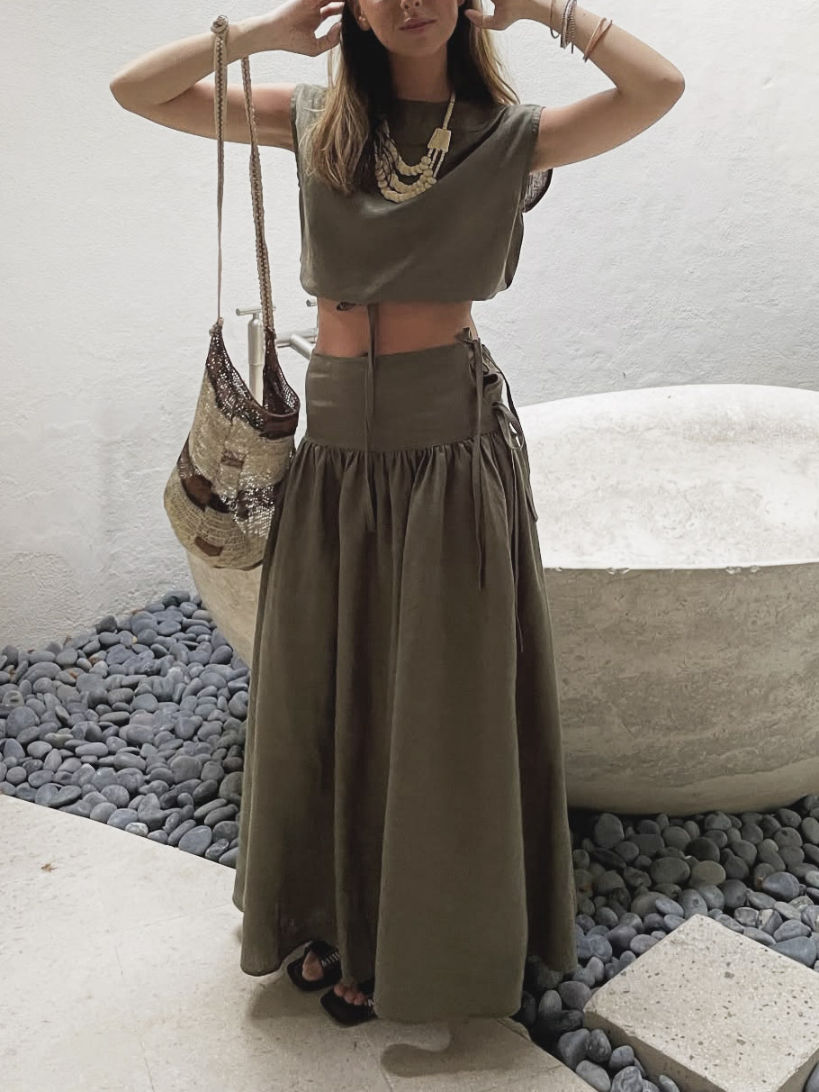 Casual Drawstring Short Tank Top