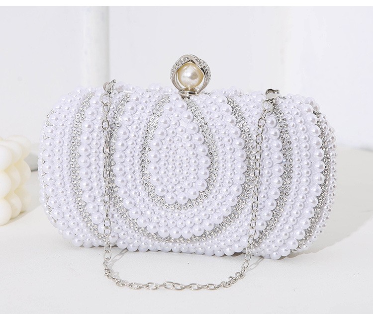 Vintage Ladies Pearl Evening Bag Handmade Beaded Embroidery Bag