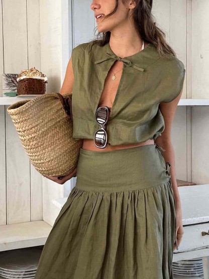 Casual Drawstring Short Tank Top