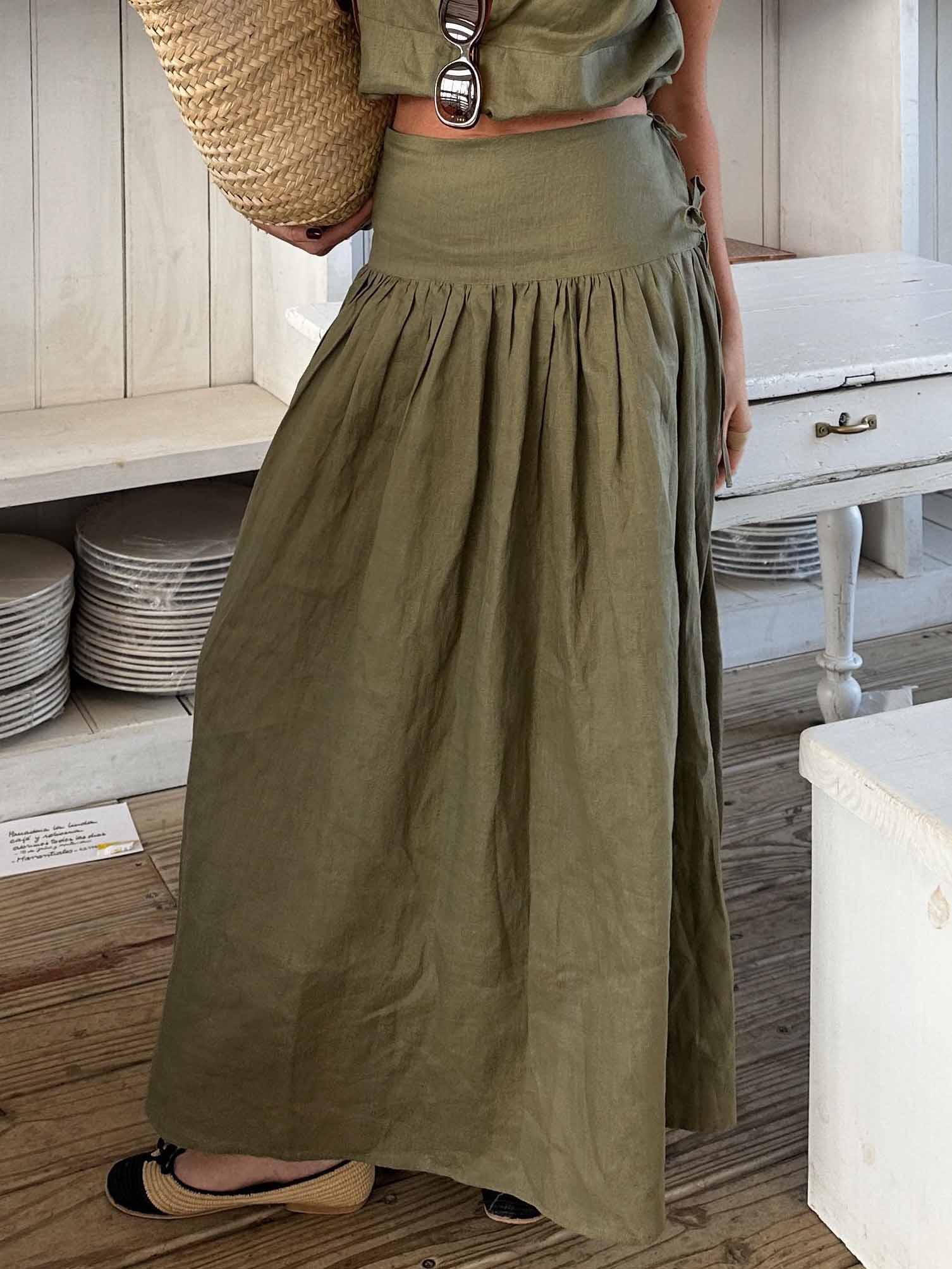 Casual Versatile Lace-Up Maxi Skirt
