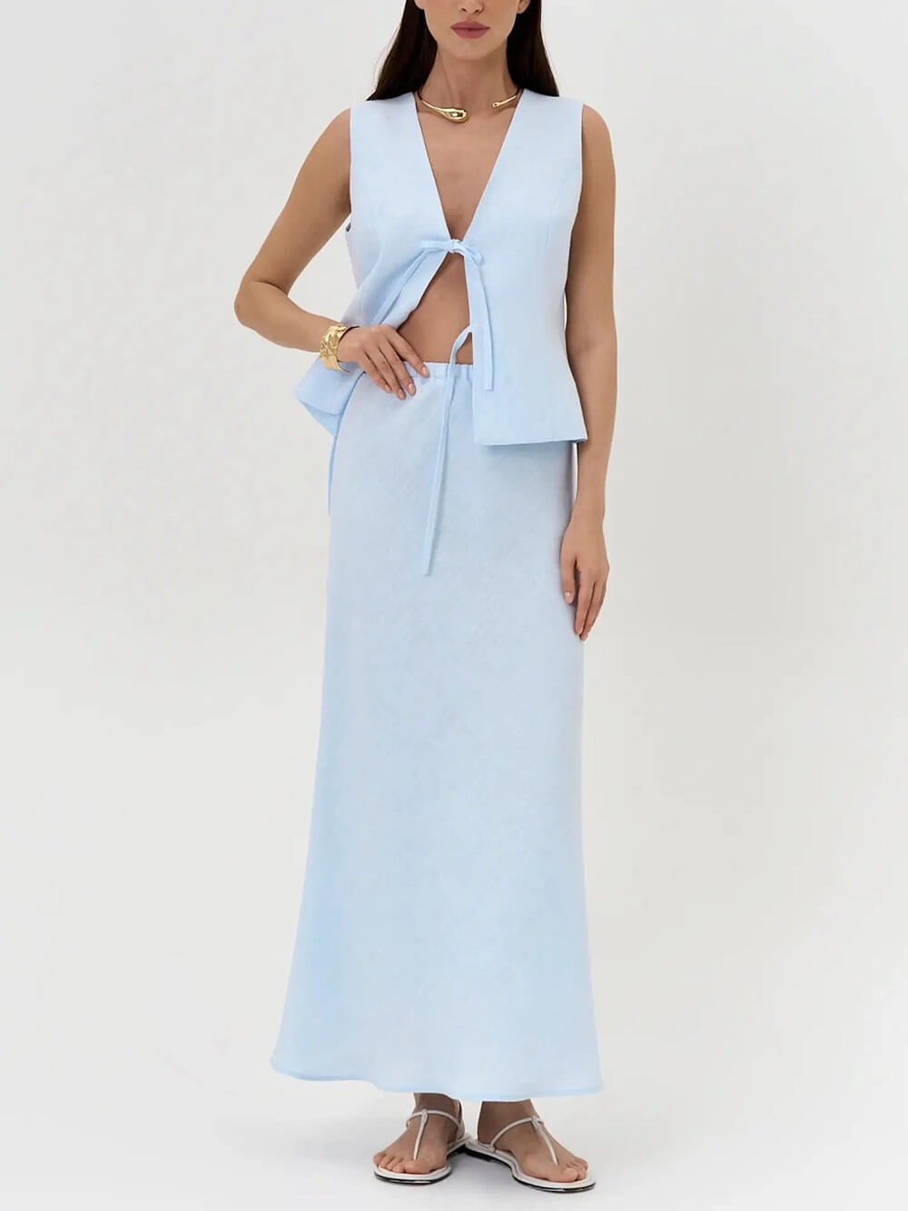 Classic Casual Elastic High-Waist A-Line Skirt