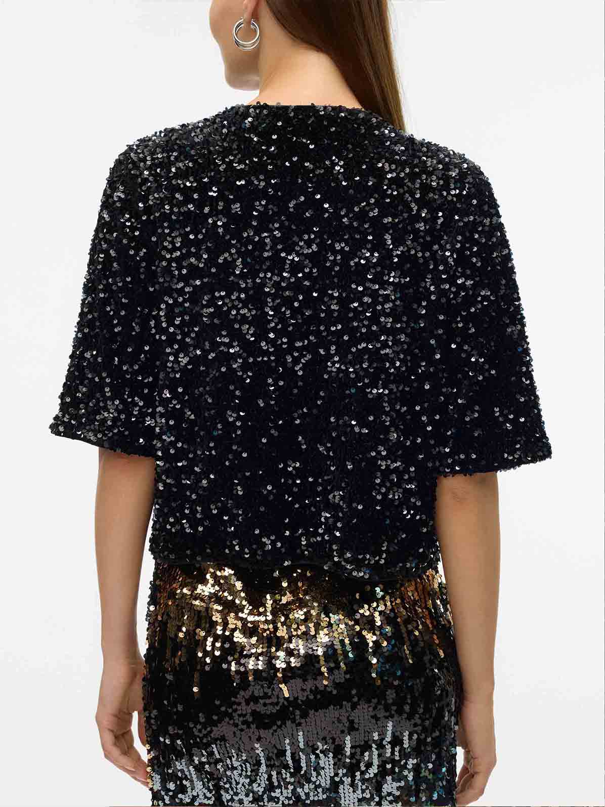 Exquisite Bow Sequined Shirt
