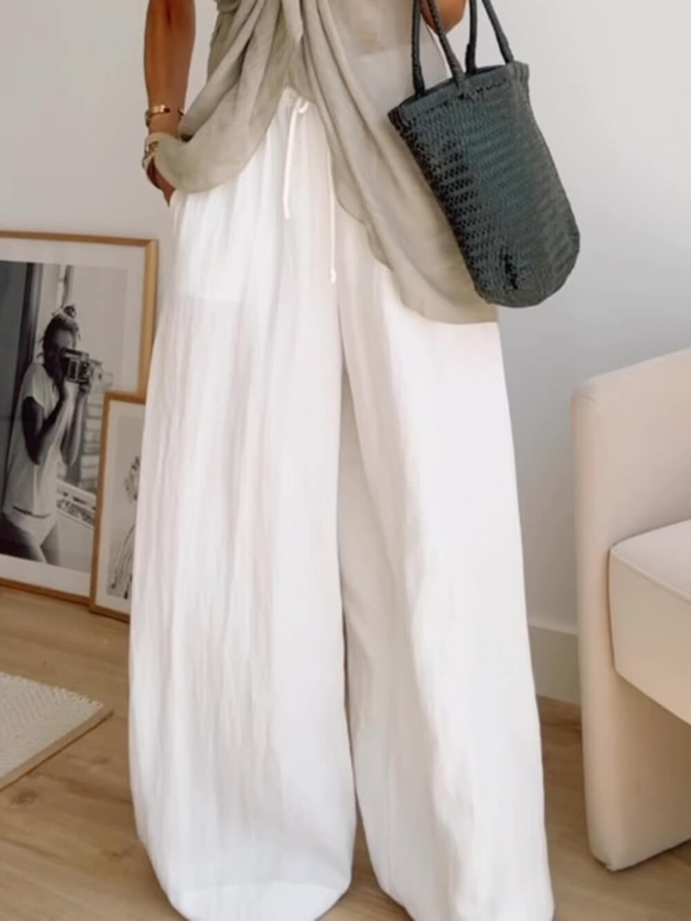 BohoTassel Trim Ruched Cape Tank Top