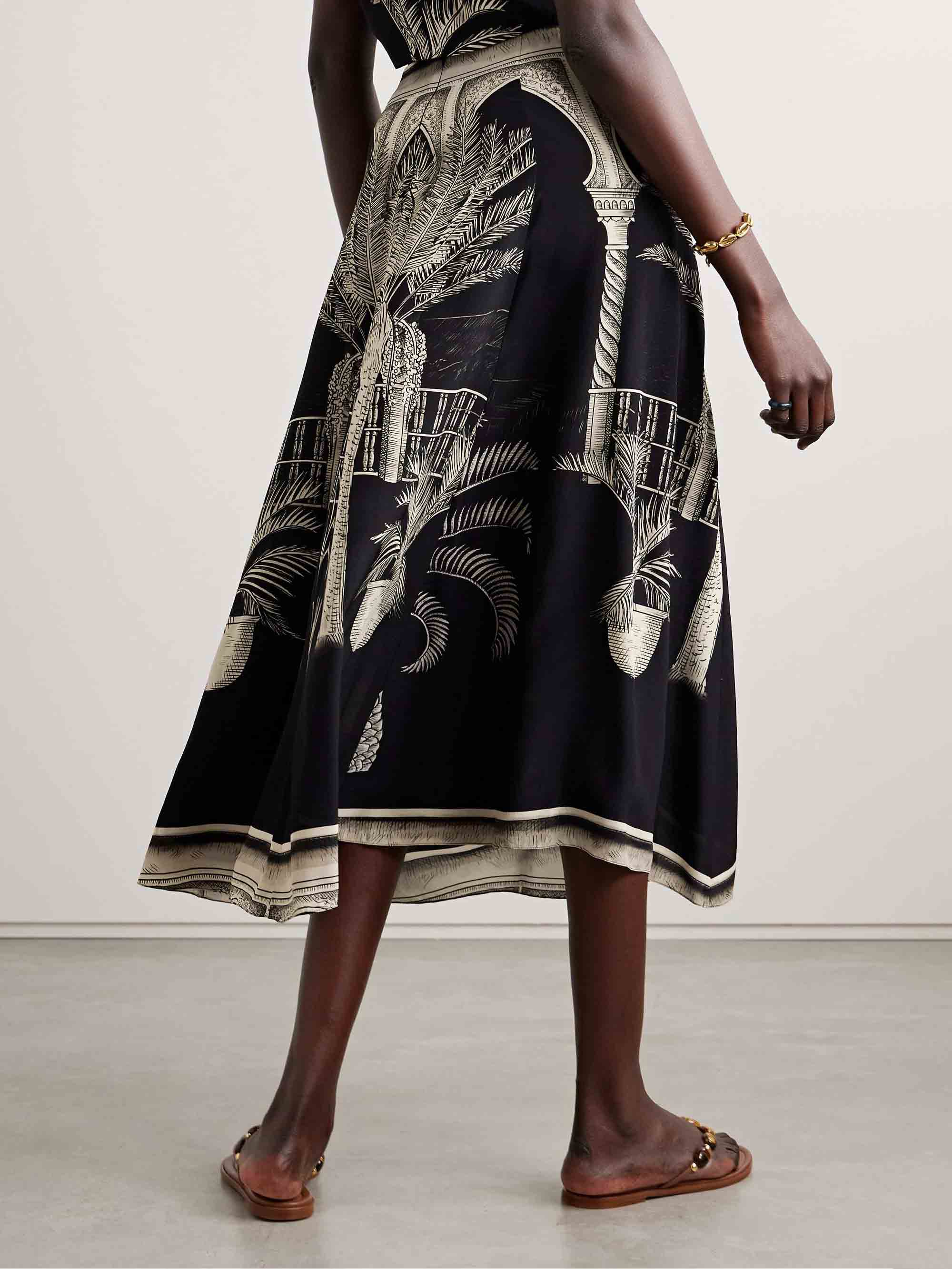 Tropical Palm Leaf Print Skirt