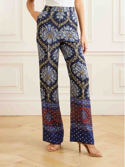 Vintage Paisley Print Straight Pants